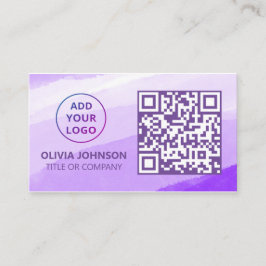 QR-kod - Logotyp | Modern Lila vattenfärg Visitkort