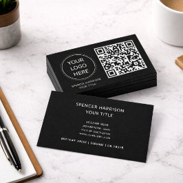 QR-kod - Logotyp | Modern Professionell Black Visitkort