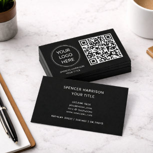 QR-kod - Logotyp   Modern Professionell Black Visitkort