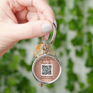 QR-kod - Logotyp Professionell Ro Guld Rund Silverfärgad Nyckelring