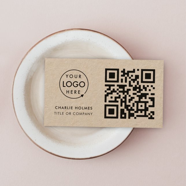 QR-kod - Logotyp | Rustic Kraft Modern Visitkort (Rustic kraft QR code business card by Guava, perfect for small businesses & creative entrepreneurs)
