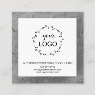 *~* QR-kod LOGOTYP- Social-medieikoner SILVER-fil Fyrkantigt Visitkort