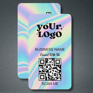 QR-kod - Logotyp Svart holografisk modern Visitkort