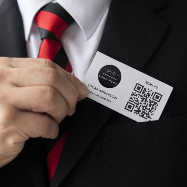 QR-kod - Logotyp | Svart modern Professionell Visitkort (Skapare uppladdad)