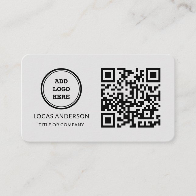 QR-kod - Logotyp | Svart modern Professionell Visitkort (Framsida)