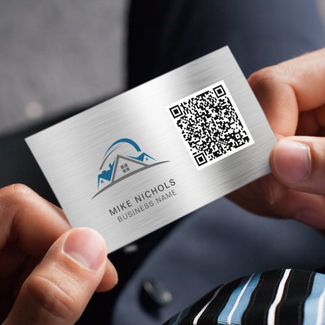 QR-kod, Logotyp, tak, byggare, byggarbetare Visitkort (Skapare uppladdad)