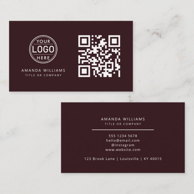 QR-kod - Logotyp | Vin Modern Professionell Visitkort (Fram/baksida)
