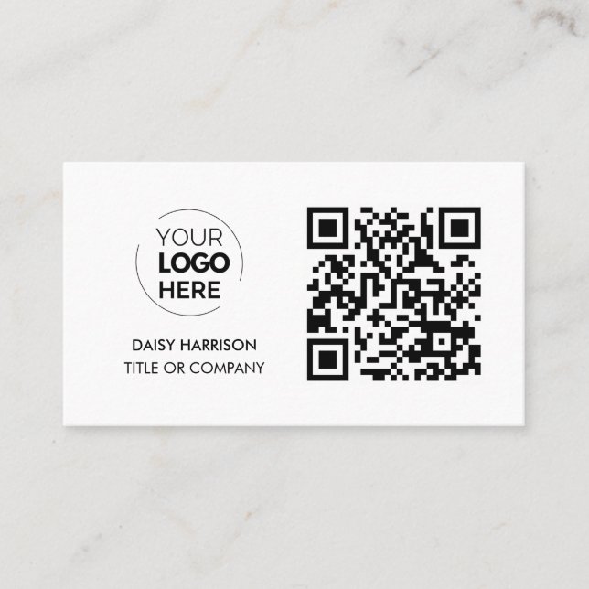 QR-kod - Logotyp | Vit modern Professionell Visitkort (Framsida)