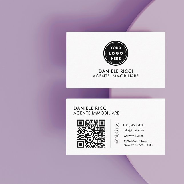 QR-kod - Logotyp | Vit modern Professionell Visitkort (Skapare uppladdad)