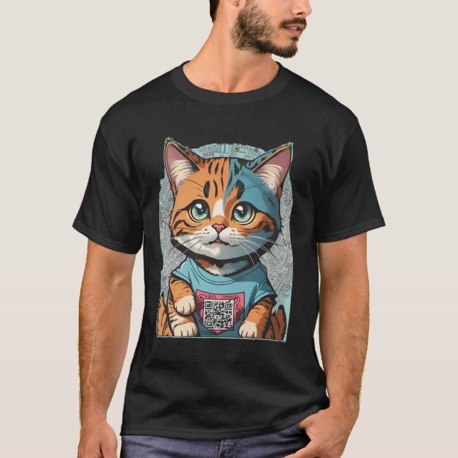 QR-kod lustig katt T Shirt (Framsida)