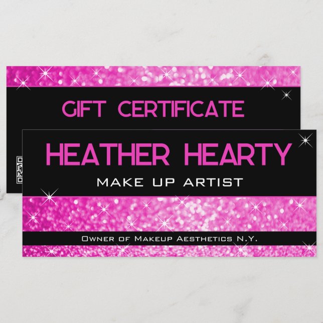 QR-kod: Luxury Shock rosa Girl Neon Gift Certifica (Fram/baksida)
