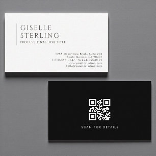 QR-kod Lyx Minimalistisk Professionell Svart Vit Visitkort