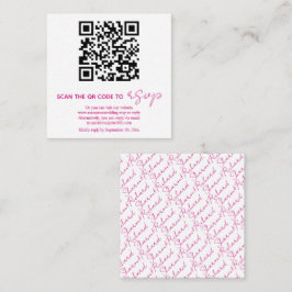 QR-kod magenta rosa kalligrafi RSVP foto Tilläggskort