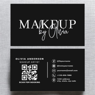 QR-kod Makeup Artist Black White Social Media Visitkort