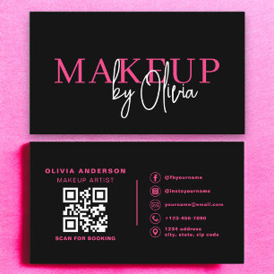 QR-kod Makeup Artist Shock rosa Social Media Visitkort