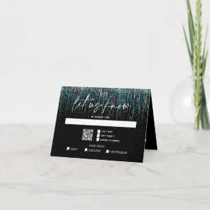 QR-kod Måltid Val Modern RSVP Edgy Teal Glitter2 Inbjudan