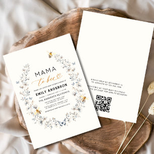 QR-kod Mamma till Bee Wildblomma Baby Shower Inbjudningar