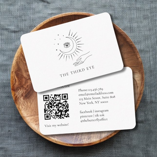 QR-kod - Måne Öga Yoga Reiki Hälsa Visitkort (QR Code- Moon Eye Yoga Reiki Wellness Business Card)