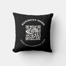 QR-kod med företagsnamn fet cirkulär text Kudde