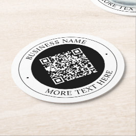 QR-kod med företagsnamn redigerbar cirkulär text Underlägg Papper Rund