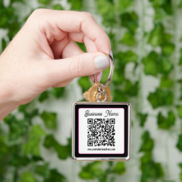 QR-kod med kursiv handstil Fyrkantig Silverfärgad Nyckelring