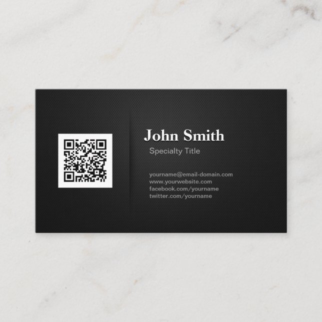 QR-kod med svart Professionell-Elegant-mus Visitkort (Framsida)