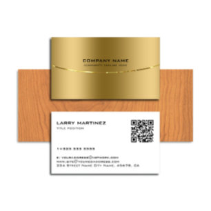 QR-kod Metallic Faux Guld och White Visitkort