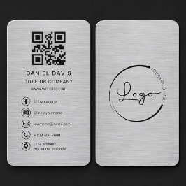 QR-kod Metalliskt Företagets Logotyp Visitkort