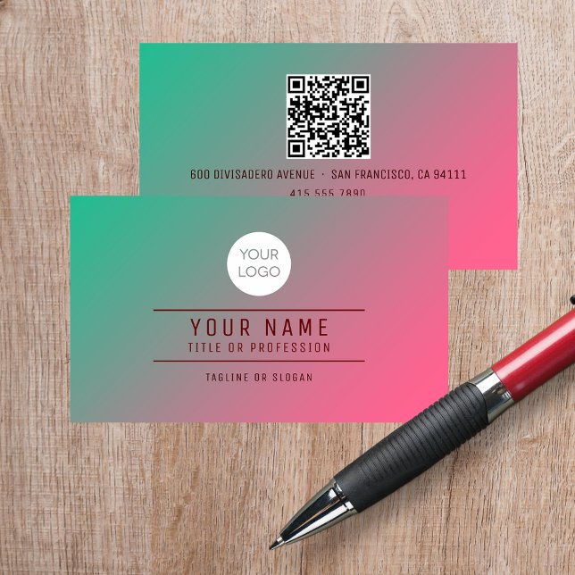 QR-kod Miami Blend Namn Professionell (QR Code Spotlight Green Name Professional Logo Calling Card  cover)