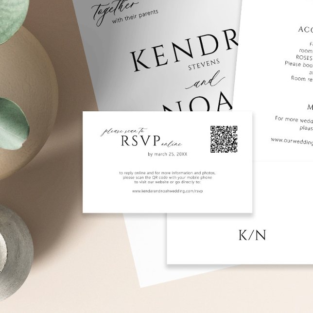 QR-kod minimal modern enkel bröllops online rsvp Tilläggskort (The invitation and the details enclosure card can be purchased separately)
