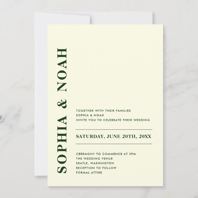 QR-kod Minimal Modern Ivory Bröllop Inbjudningar (Framsida)