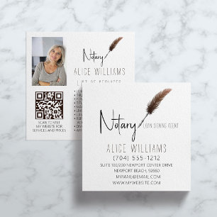 QR-kod Minimalist Brown & White Notary Photo Fyrkantigt Visitkort