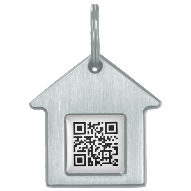 QR-kod | Minimalistisk enkel vit skannerbar ID-bricka Husdjur (Framsidan)