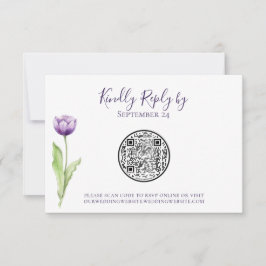QR-kod Minimalistisk Lila Tulip-Bröllop OSA
