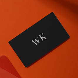 QR-kod Minimalistisk monogram svart Silver Grått Visitkort