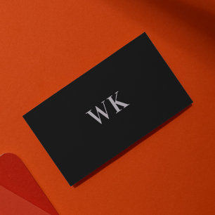 QR-kod Minimalistisk monogram svart Silver Grått Visitkort