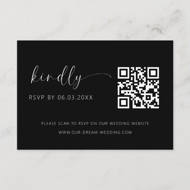 QR-kod: Minimalistisk OSA Bröllop webbplats Tilläggskort (Framsida)