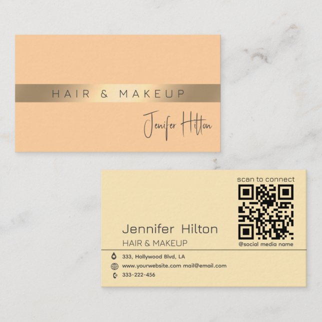 Qr-kod Minimalistisk professionell, modern guld-fo Visitkort (Fram/baksida)