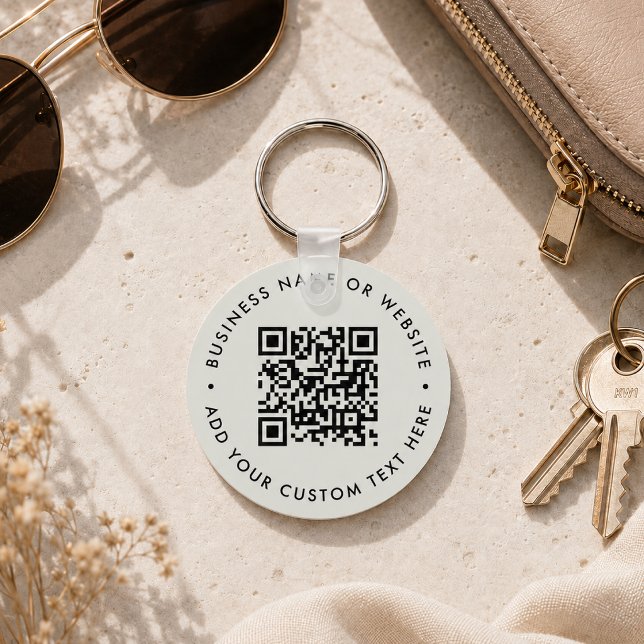 QR-kod | Minimalistisk Ren Enkel Grå Budget Nyckelring (Interactive editable QR code keychains to promote your business, products or services.)