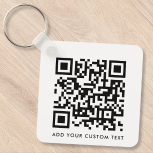 QR-kod Minimalistisk ren, enkel vit Anpassningsbar Nyckelring