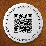 QR-kod - minimalistisk ren, enkel vit runda Knapp<br><div class="desc">En enkel,  vit QR-knappnålknapp i anpassningsbarna i ett modernt,  minimalistiskt stil som lätt kan uppdateras med din QR-kod,  namn eller webbplats- och anpassningsbar-text,  t.ex. skanna mig till.. #QRcode #knapp #business</div>