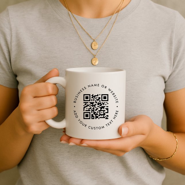 QR-kod | Minimalistisk ren, enkel vit verksamhet Kaffemugg (Skapare uppladdad)