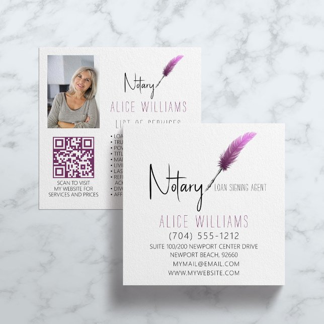 QR-kod - minimalistisk Rosa och notariefoto Fyrkantigt Visitkort (Skapare uppladdad)