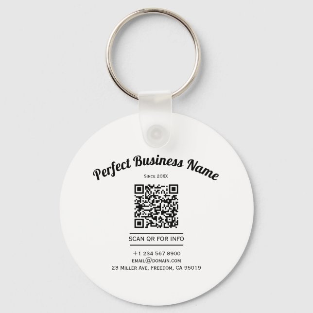 QR-kod minimalistisk svart och vit enkel rensning Nyckelring (Framsida)