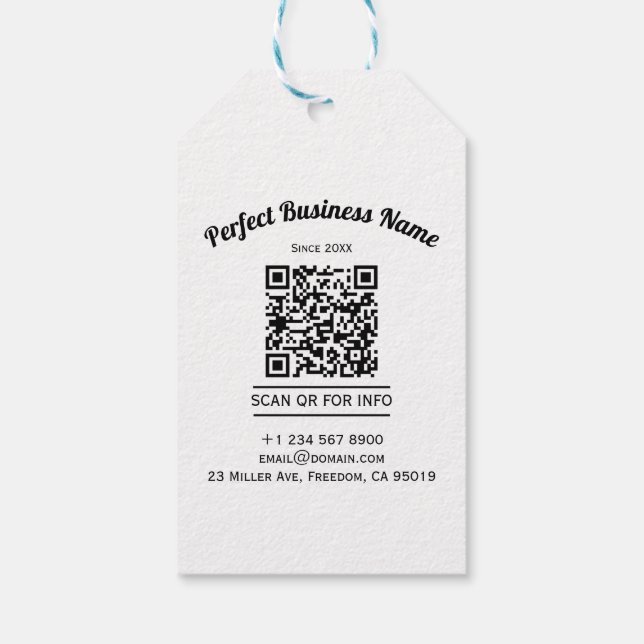 QR-kod minimalistisk svart och vit enkel rensning Presentetikett (Baksidan)