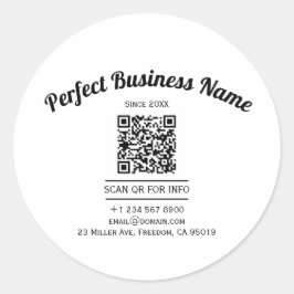 QR-kod minimalistisk svart och vit enkel rensning Runt Klistermärke