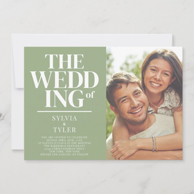 QR-kod - minimalistisk typografi - sidfoto Bröllop Inbjudningar (Framsida)