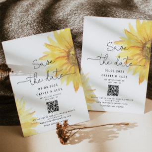 QR-kod Minimalistiska solblommor spara datumkortet Datumet