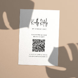 QR-kod - minimalistiskt handskript Bröllop OSA Kort