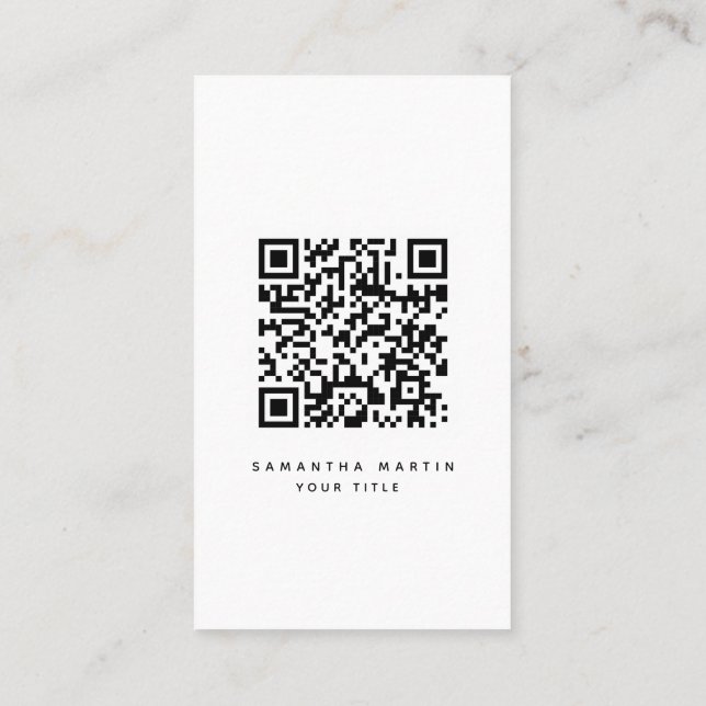 QR-kod - minimalistiskt svartvitt-Affärskort Visitkort (Baksida)